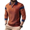 thumbnail image 2 of DayScoop Mens T-Shirt Fall T Shirt Casual Long Sleeve Fashion Corduroy Fabric Contrasting Buttons Lapel Tops, 2 of 6