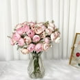 thumbnail image 2 of Sufanic Vintage Artificial Flower ,1 Bouquet 16 Heads Artificial Bud Peony Berry Silk Rose Flowers Bride Flower,Light Pink, 2 of 4