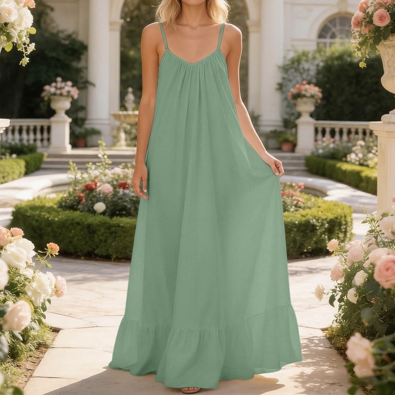 white christmas dresses Ruffle Maxi Dress, Tulum Beach Dress, Long Dresses main image 1