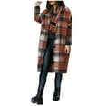thumbnail image 5 of LWITHSZG Long Jackets for Women Dressy Casual Long Sleeve Button Down Plaid Shacket Going Out Tops Fall Winter Fashion Trench Coat with Pockets Size L, 5 of 6