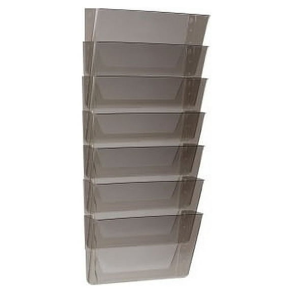 Storex Stacking Wall Pocket Set 7" Height x 4" Width13" Length - Smoke - Plastic - 7 / Set