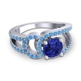 thumbnail image 3 of 2.50 Carat Round Cut Blue Sapphire & Blue Topaz Gemstone Unique Wedding Ring for Women Solid 18K White Gold Size 5 by Diamond-Capitals, 3 of 8