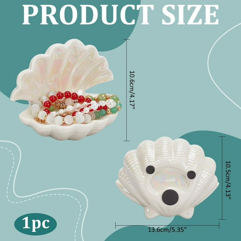 Pink Shell Ceramic Jewelry Tray – Ocean Themed Ring Holder, Earring Organizer, Decorative