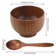thumbnail image 3 of 8 Pieces Wooden Handmade Bowl and Spoon for For Rice Serving Home Kitchen Tableware, 3 of 7