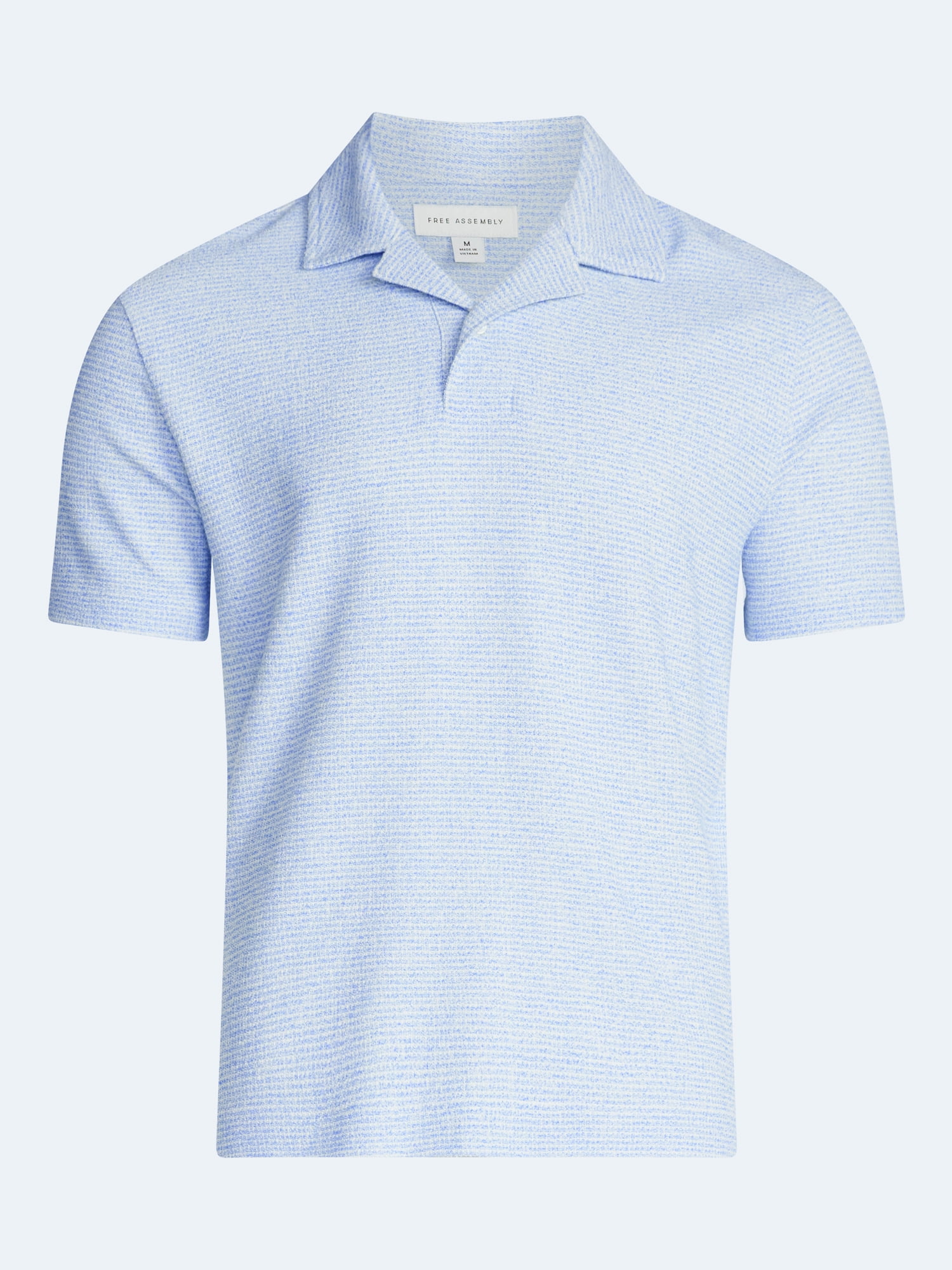 Free Assembly Men's Textured Polo Camp Shirt, Sizes S-3XL