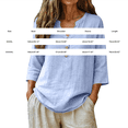 thumbnail image 3 of IMENGL Long Sleeve Shirts for Women Casual Linen Summer Plus Size 3/4 V Neck Button Blouses Loose Clothes T-Shirt Soft Women's Basic Tee Long Sleeve Tops,Green, 3 of 4