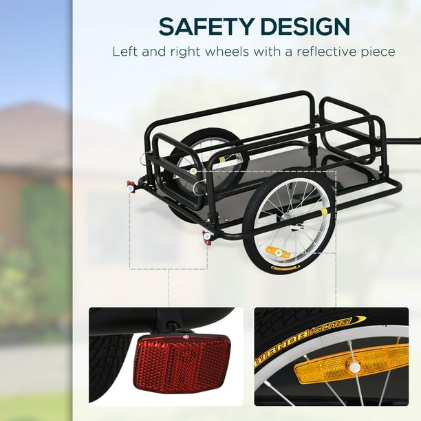Aosom Bicycle Cargo Trailer, Utility Bike Cart, Travel Luggage Carrier,  Garden Patio Tool New 