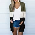 thumbnail image 2 of Manteau Cardigan Patchwork Uni pour Femmes à Manches Longues avec Poches, 2 of 9