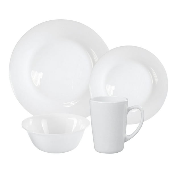 Vajilla Opal ColorHome 16 Pzas Redonda Personas Moderna Elegante Blanco