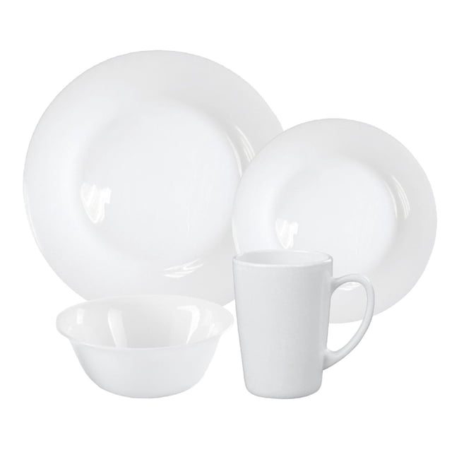 Vajilla Opal ColorHome 16 Pzas Redonda 4 Personas Moderna Elegante Blanco