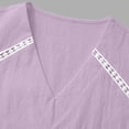 thumbnail image 4 of LEAVINGSUO Tank Tops for Women Solid Color V-Neck Sports Sleeveless Blouse Loose-fitting Openwork Lace Tops Purple XL, 4 of 5