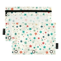 ALAZA 2 Pack Pencil Pouch Colorful Stars Pencil Case for 3 Ring Binder Clear Window Pencil Bag Organizers