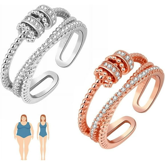 ORUYROP Jansio Threanic Triple-Spin Ring Vikanda Thermogenic Moissanite Spinner Ring Anxiety Ring for Women Adjustable Spinner Ring for Stress Relief Vakanda Fidget Ring Gifts