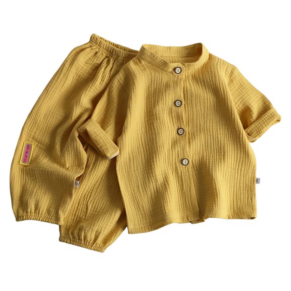 Akiihool Baby Boy Sweatsuit Baby Boy Clothes 3 6 12 18 Months Fall Winter Outfit Embroidery Waffle Long Sleeve Romper Pants Set Yellow,9-10 Years