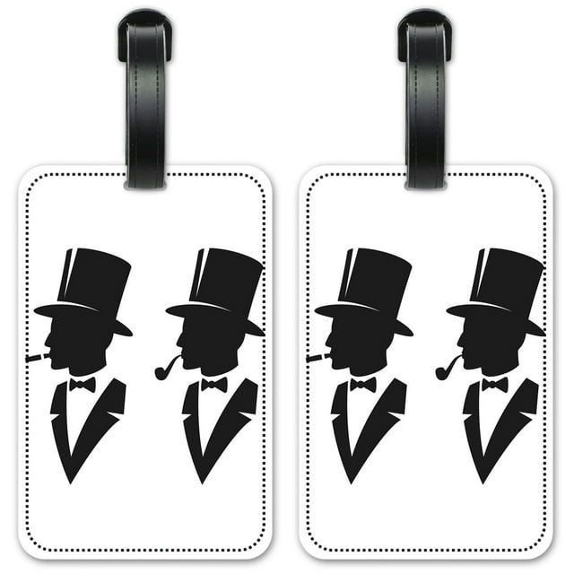 Man in a Top Hat - Luggage ID Tags / Suitcase Identification Cards - Set of 2