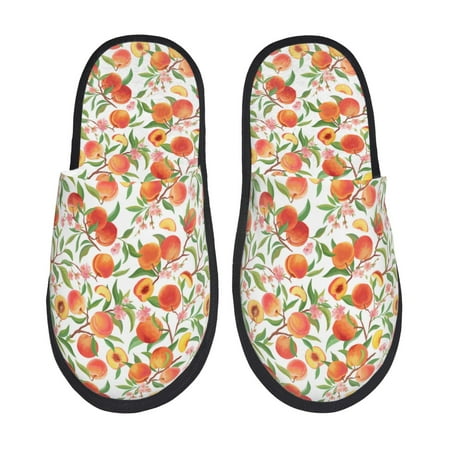 Balery Fruits Peach2 Slient Indoor Furry Fleece Comfort House Shoes Soft Non-Slip Home Shoes Cotton slippers House Slippers-- Medium