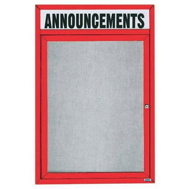 Aarco Products ODCC3624RHIR Tableau d'Affichage Extérieur Fermé Éclairé 1 Porte avec en-Tête - Rouge