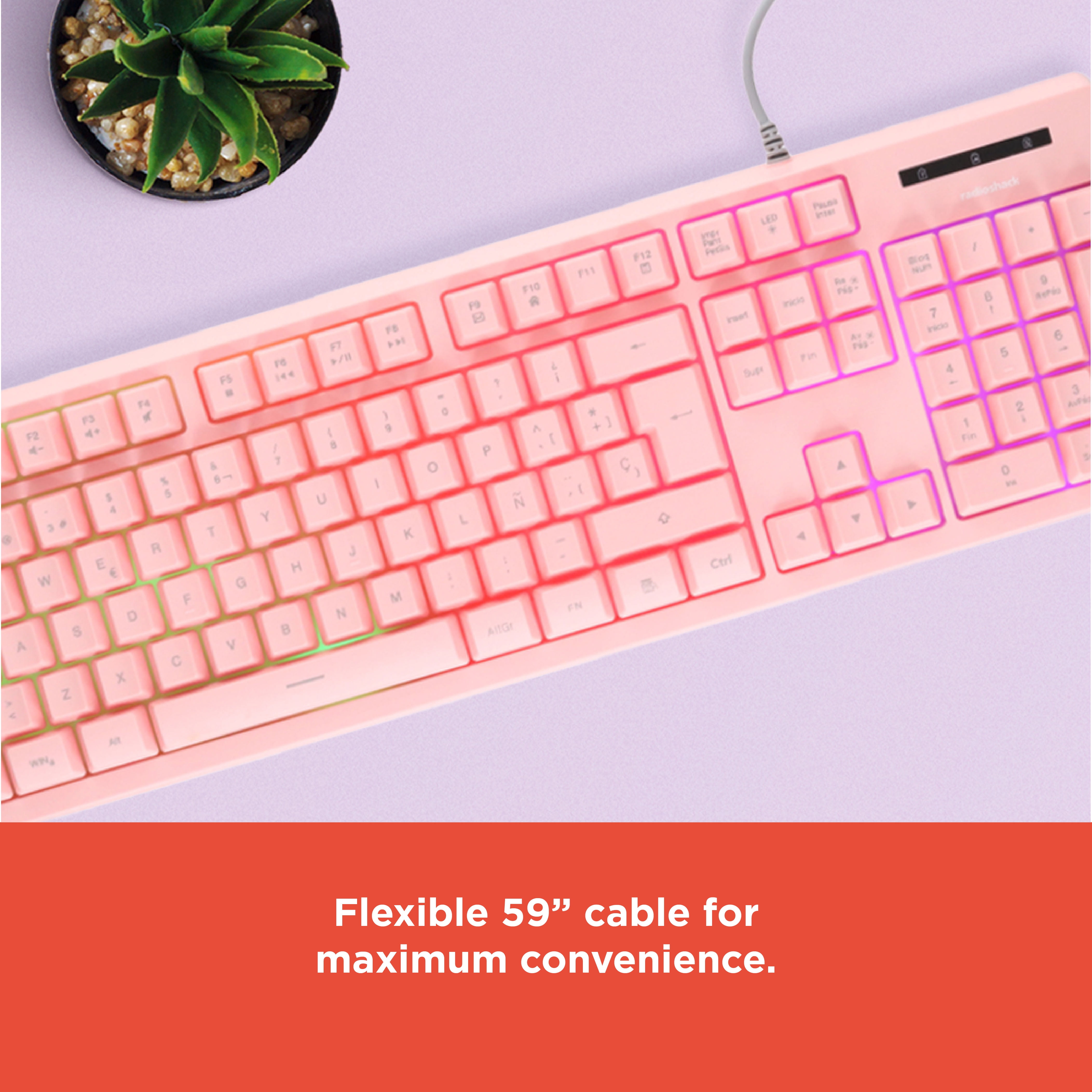 RadioShack Pink Multi-Function Backlit Keyboard