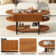 thumbnail image 3 of GUNAITO Table Basse Relevable avec Rangement, Table Basse Moderne de Style Champêtre avec Tablette à 2 Niveaux pour Salon, Noyer, 3 of 8