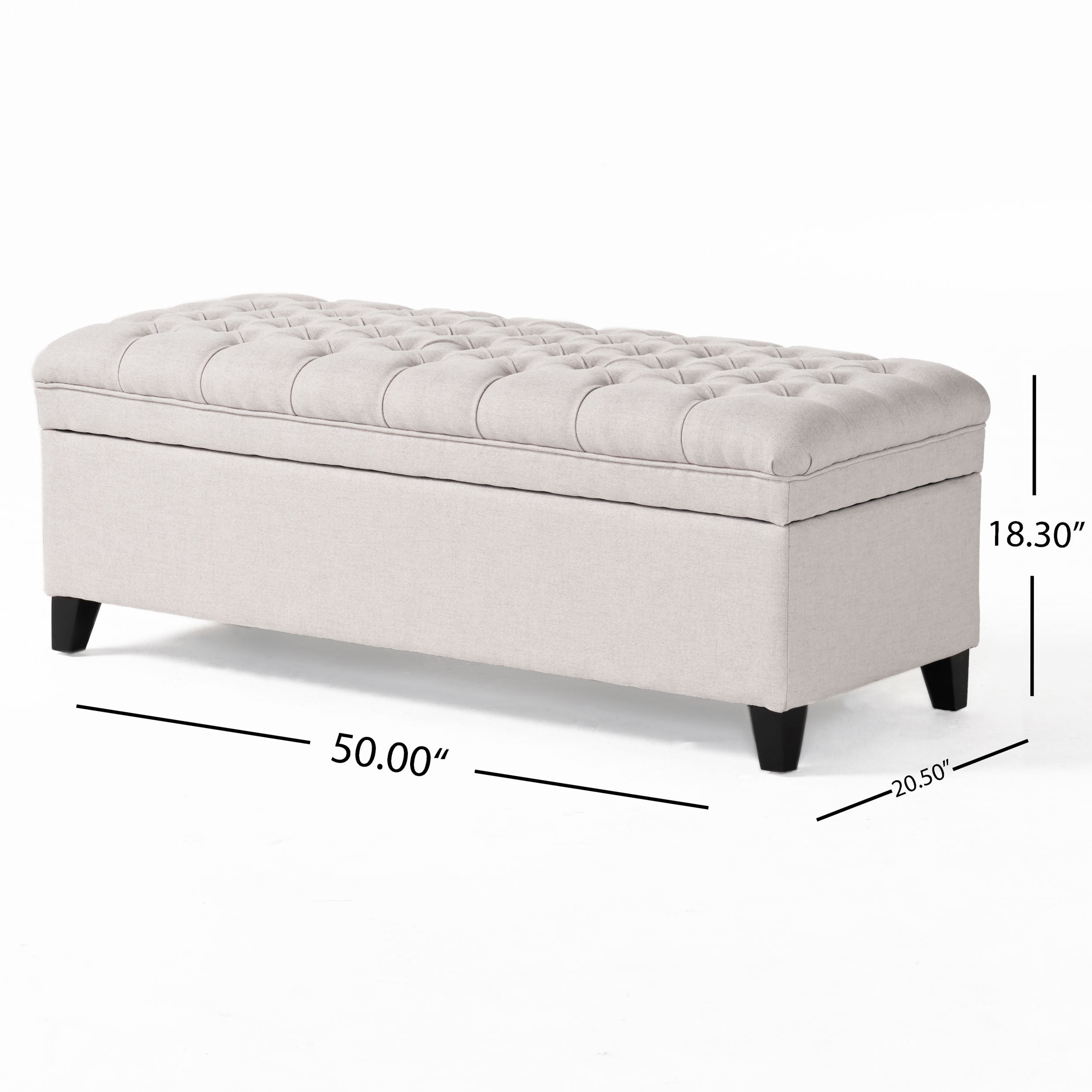 GDF Studio Heathbrooke Contemporary Tufted Storage Ottoman, Light Gray and Dark Brown