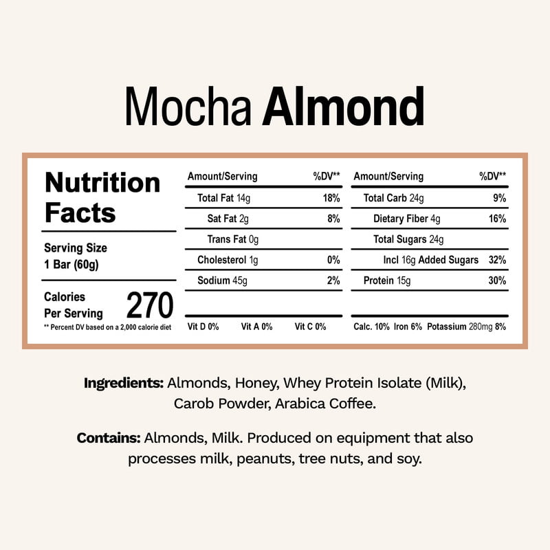 Rise Whey Protein Bars - Mocha Almond | Breakfast Bar & Protein Snack 15g Protein 4g Fiber Just 5 Whole Food Ingredients Gluten-Free Soy Free (12 Count)