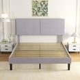 thumbnail image 4 of VECELO Queen Size Bed Frame with Charging Station, Upholstered Platform Bed Frame with Adjustable Headboard, Wooden Slats Support, No Box Spring Needed, Gray, 4 of 7