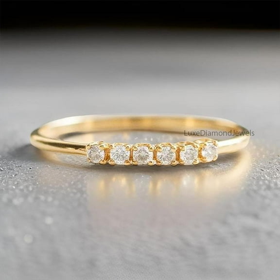 Classic Moissanite Wedding Band, Minimalist Band, Eternity Wedding Band for Bridal, Diamond Stacking Ring, Best Gift for Her, Dainty Ring