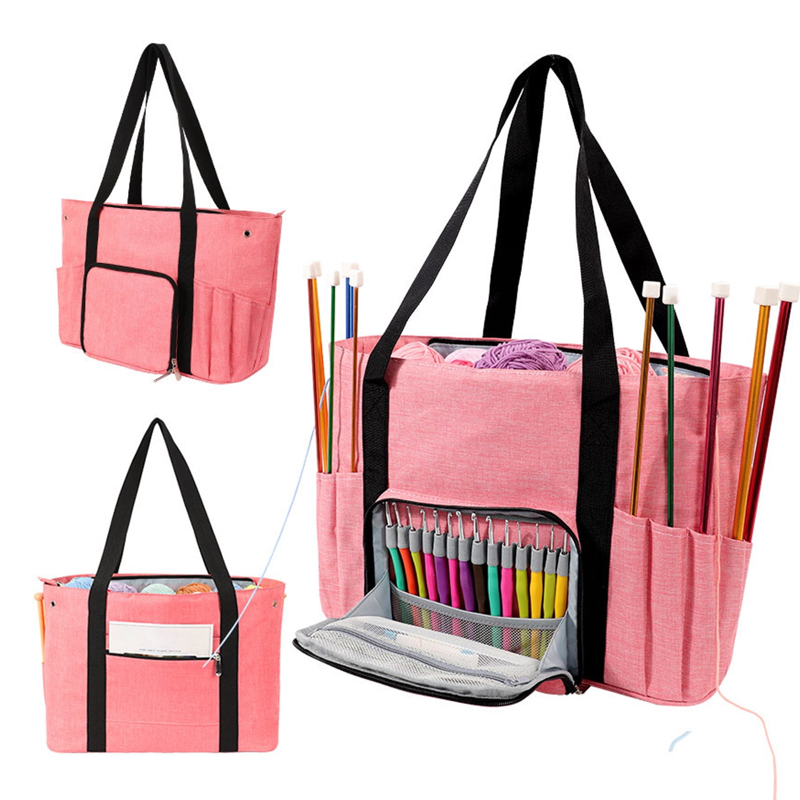 RUISINERY Crochet Bag Large Capacity Yarn Bag Crochet Storage Bag for Knitting Crocheting Organize Knitting Accessories