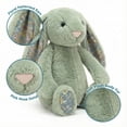 thumbnail image 6 of 9.8" Pebble Grey Easter Bunny Plush Toy with Flower Pattern Ears - Floral Rabbit Stuffed Animal Doll - Soft Fuzzy Vintage Cottagecore Spring Decor & Basket Stuffer Gift for Boys Modern Cuddly Toy, 6 of 9
