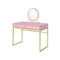 thumbnail image 5 of GZXS 42 Inch Vanity Desk with Removable Mirror and Jewelry Tray, 2 Drawers & Crystal Handles, Pink Makeup Table with Gold Metal Legs, 5 of 7