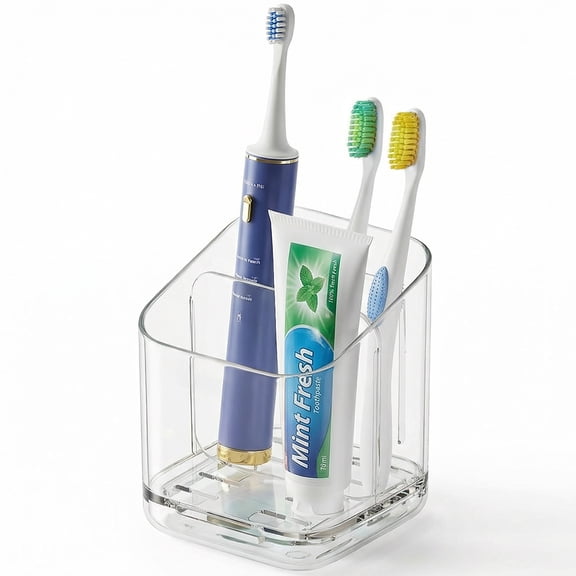 Toothbrush Holders for Bathrooms, 3 Slots Detachable Toothbrush Holder Wall Mounted with Divider, Removable Electric Tooth Brush and Toothpaste Holder Organizer for Bathroom Countertop/Kitchen/Office