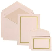 JAM Paper Wedding Invitation Combo Set, 1 Large & 1 Small, Bold Border Set, Kiwi Green Card with Crystal Lined Envelope,100/pack