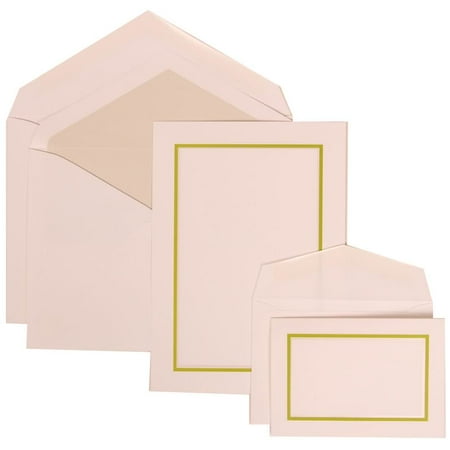 JAM Paper Wedding Invitation Combo Set, 1 Large & 1 Small, Bold Border Set, Kiwi Green Card with Crystal Lined Envelope,100/pack