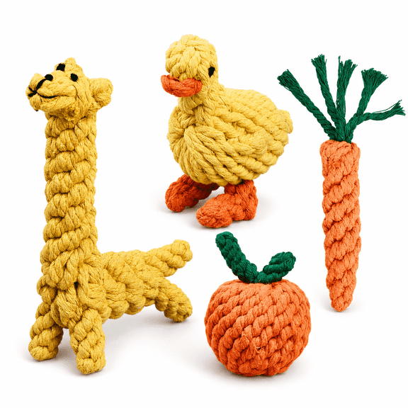 MGEZCOO Puppy Toys Pack of 4, Cotton Rope Dog Toys for Aggressive Chewers, Braided Chew Toys Set, Small Medium Dogs