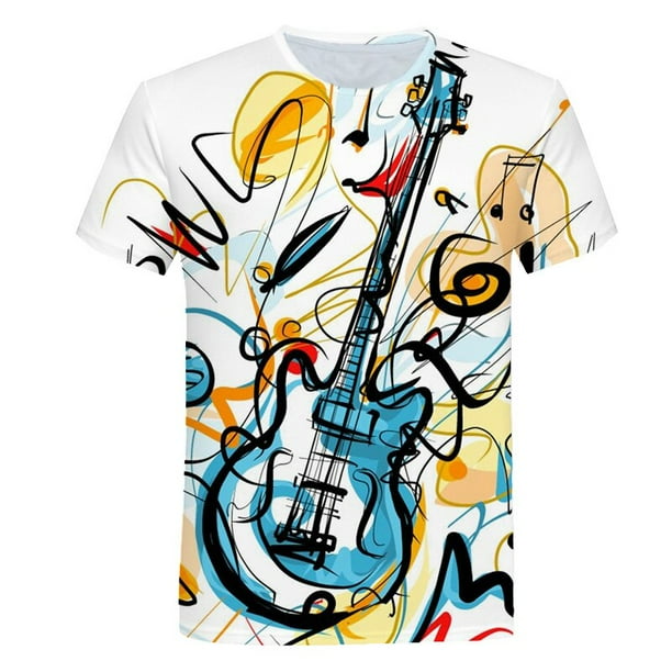 Nota musical, nuevas camisetas, ropa de verano con estampado para niños y niñas, ropa, camisetas casuales de dibujos animados para niños, Tops, disfraces 12M Gao Jinjia LED