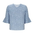 thumbnail image 5 of Maoxin Womens 3/4 Sleeve Tops Women‘s Casual Oversize Solid Floral Print V Neck Hooded 3/4 Sleeved Blouse Women 3/4 Sleeve T Shirts Blue 2XL, 5 of 6