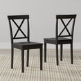 thumbnail image 3 of 5-PC - 42" Round Pedestal Dining Table + X-Back Dining Chairs Dining Set in Black, 3 of 9