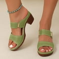 thumbnail image 2 of LOVZFMLL Sandals for Women Two Straps Heels Sandals Slip On Open Toe Slides for Women Outdoor Beach Vacation Summer Casual Footwear Green 7, 2 of 4