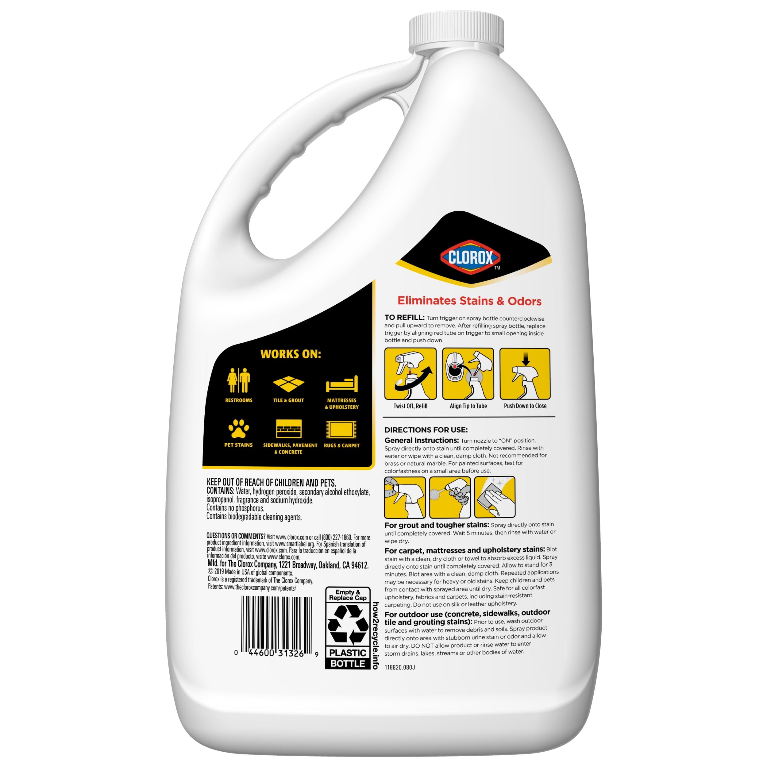 Clorox Pet Carpet Stain Remover Refill for Urine Stains and Odors, 24 fl oz