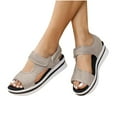 thumbnail image 5 of Hopeusnice Sandals for Women Open Toe Sandals Breathable Non-Slip Cloth Materials Summer Shoes Soft Thick-Soled Platform Heel Women's Sandals Trendy Outdoor Shoes Khaki 41, 5 of 5