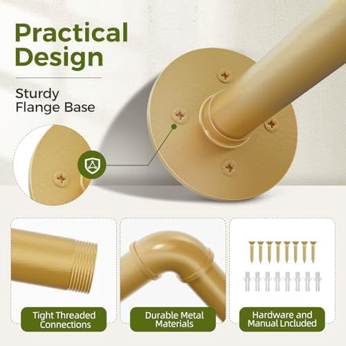 Hanging Planters for Indoor Plants Plant Hanger Indoor Hanging Plant Rod 36.2in Window Plant Shelves Metal Rod Pot/Chains Not Included (Gold)
