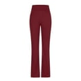 thumbnail image 5 of CFLVAEK Womens Flare Leggings with Pockets High Waist Bootcut Yoga Pants Comfy Butt Lift Workout Gym Leggings Solid Color Tummy Control Yoga Pant Wine L, 5 of 9