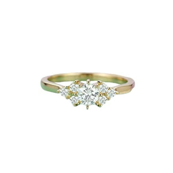 HeartsAndYou 2.5ct Round Cut Moissanite Engagement Ring for Women Cluster Women 18k Yellow Gold over Silver