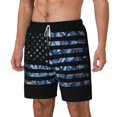thumbnail image 2 of Balery Navy Camouflage American Flag Mens Swim Trunks Swim Shorts for Men Quick Dry Inseam Beach Shorts with Compression Liner Pocket-3X-Large, 2 of 9