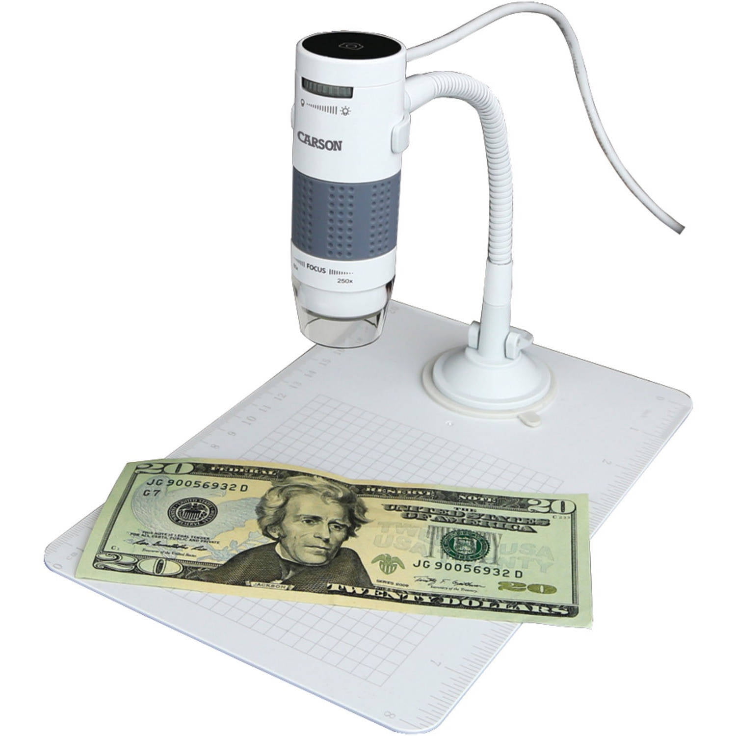 Carson eFlex 75x/300x Effective Magnification LED Lighted USB Digital Microscope with Flexible Stand and Base MM-840 Based on a 21 Monitor 