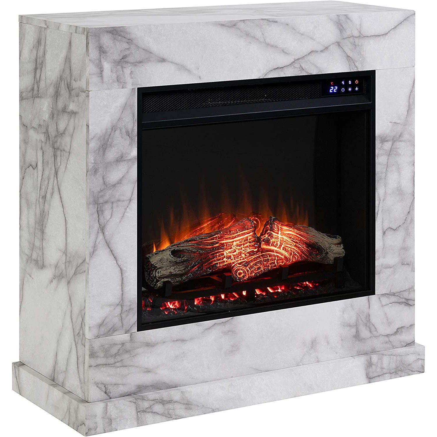 Dendale Faux Marble Electric Fireplace, New White/Gray Veining, Faux