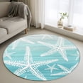 Coastal Teal Starfish Round Living Room Rugs 3 3 Ft Photo Inspiration