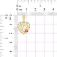 thumbnail image 4 of 14k Yellow Gold, Heart 15 Anos Quinceanera Pendant Charm Red White Created Jul CZ 14mm Wide with 18" Dainty Neck Chain, 4 of 7