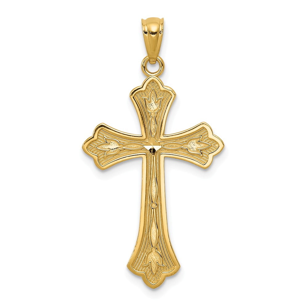 Diamond2Deal 14k Yellow Gold Diamondcut Cross Pendant 34mm Length