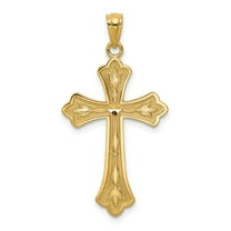 14K Yellow Gold Charm Pendant Themed 34 mm 18 Diamond-Cut Cross